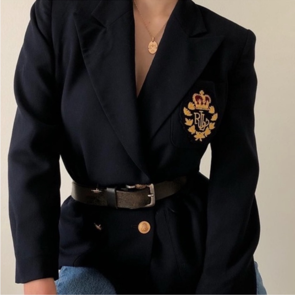 Lauren Ralph Lauren Size 8p Blazer With Gold Buttons And Crest